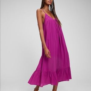 BNWT Gap Strappy Ruffle Hem Maxi Dress in Rose Pink Verbana gauze size small